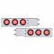 (2/Bulk) Chrome Spring Loaded Rear Light Bar W/ Six 7 Red Led 4" Red Lens Light W/ Grommet - 3 3/4" Bolt Pattern