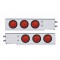 (2/Bulk) Chrome Spring Loaded Rear Light Bar W/ Six 7 Red Led 4" Red Lens Light W/ Grommet - 2 1/2" Bolt Pattern