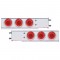 (2/Bulk) Economy 430 Stainless Steel Spring Loaded Rear Light Bar W/ Six 21 Red Led 4" Glo Light W/ Visor - Red Lens (3 3/4" B.P.)