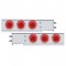 (2/Bulk) Economy 430 Stainless Steel Spring Loaded Rear Light Bar W/ Six 21 Red Led 4" Glo Light W/ Visor - Red Lens (2 1/2" B.P.)