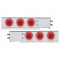 (2/Bulk) Economy 430 Stainless Steel Spring Loaded Rear Light Bar W/ Six 21 Red Led 4" Glo Light W/ Visor - Red Lens (2" B.P.)