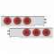 (2/Bulk) Economy 430 Stainless Steel Spring Loaded Rear Light Bar W/ Six 21 Red Led 4" Glo Light W/ Grommet - Red Lens (2" B.P.)