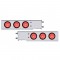(2/Bulk) Economy 430 Stainless Steel Spring Loaded Rear Light Bar W/ Six 36 Red Led 4" Red Lens Light W/ Grommet - 3 3/4" Bolt Pattern