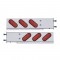 (2/Bulk) Stainless Steel Rear Light Bar With Six 19 Red Led Oval Red Lens Light With Grommet - 3 3/4" Bolt Pattern