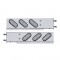 (2/Bulk) Stainless Steel Rear Light Bar With Six 19 Red Led Oval Clear Lens Light With Grommet - 3 3/4" Bolt Pattern