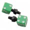 (2/Card) Dice License Plate Fastener - Green W/ White Dot