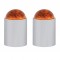 (2/Card) Chrome Top Base W/ Dome Lens - Amber