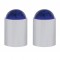 (2/Card) Chrome Top Base W/ Dome Lens - Blue