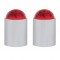 (2/Card) Chrome Top Base W/ Dome Lens - Red